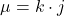  \begin{equation*} \mu = k \cdot j \end{equation*}